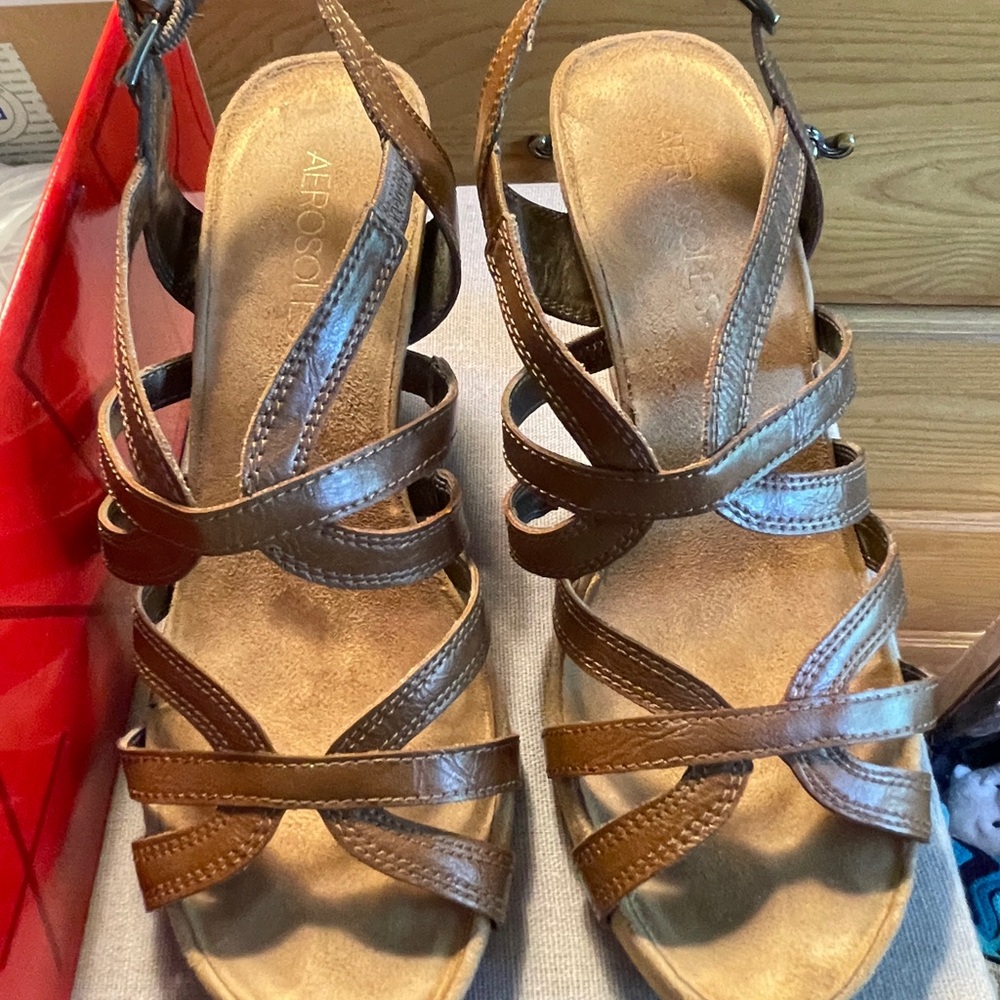 Tan Strappy High Heel Sandal - Arrosoles Headliner View 2